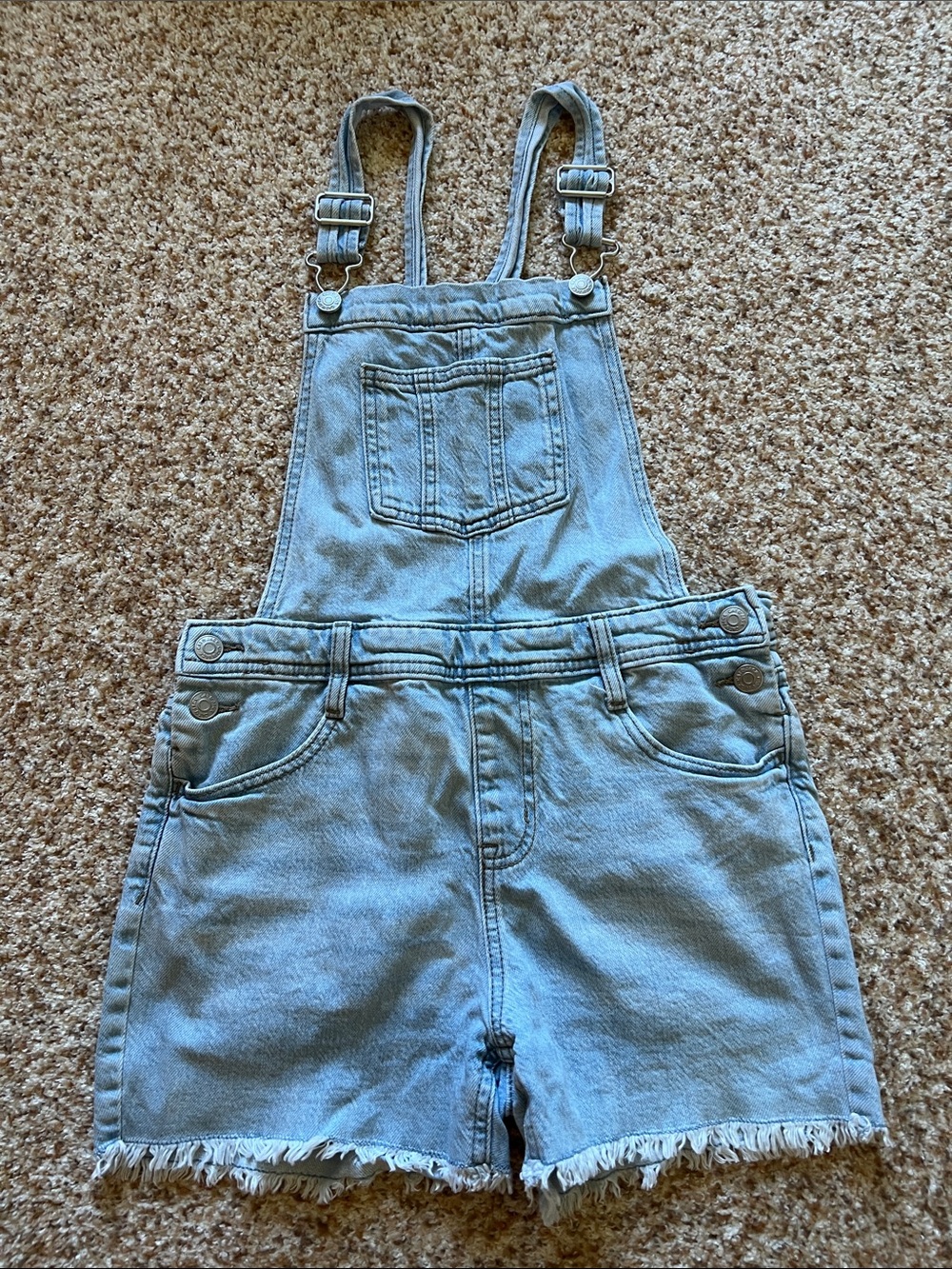 Girl’’s Light Blue Denim Short Overalls